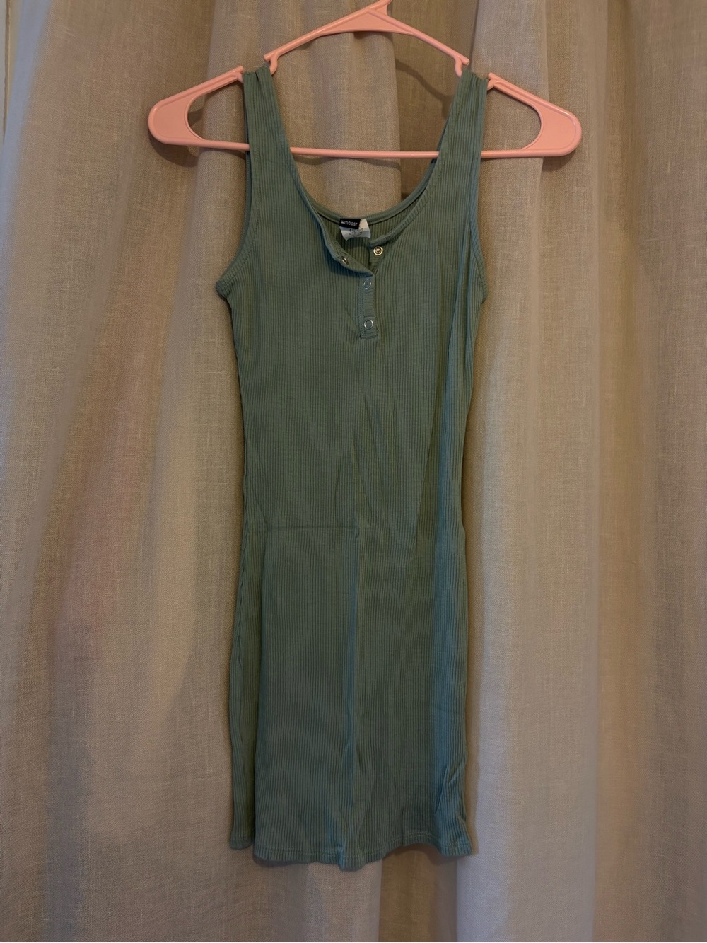 Windsor Sage Green Ribbed Tank Mini Dress